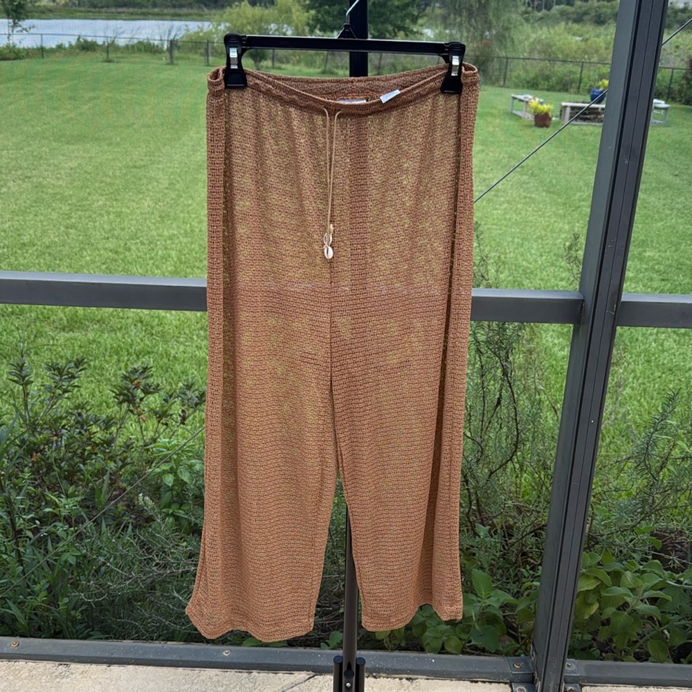 Brown Knit swim Cover-Up Pants size small